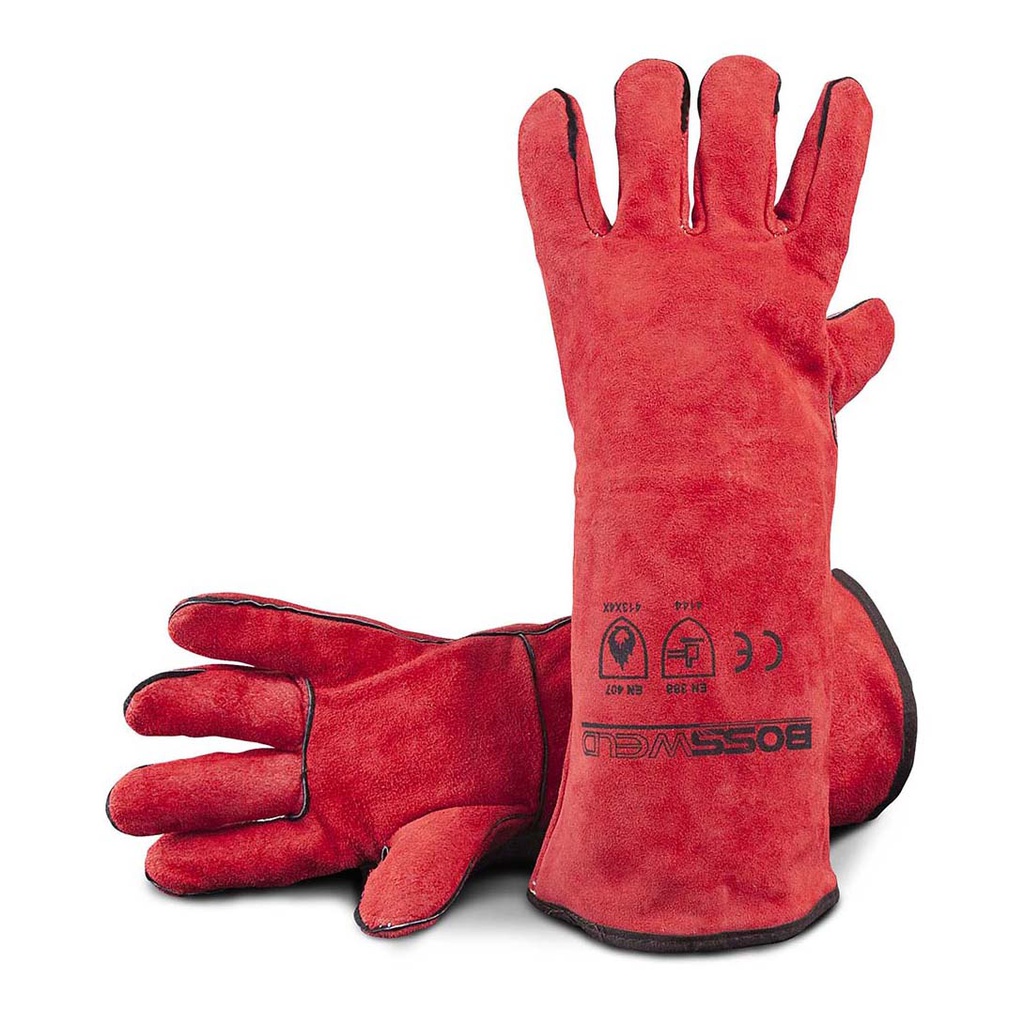 Bossweld 16" Left Handed Red Gloves Pair