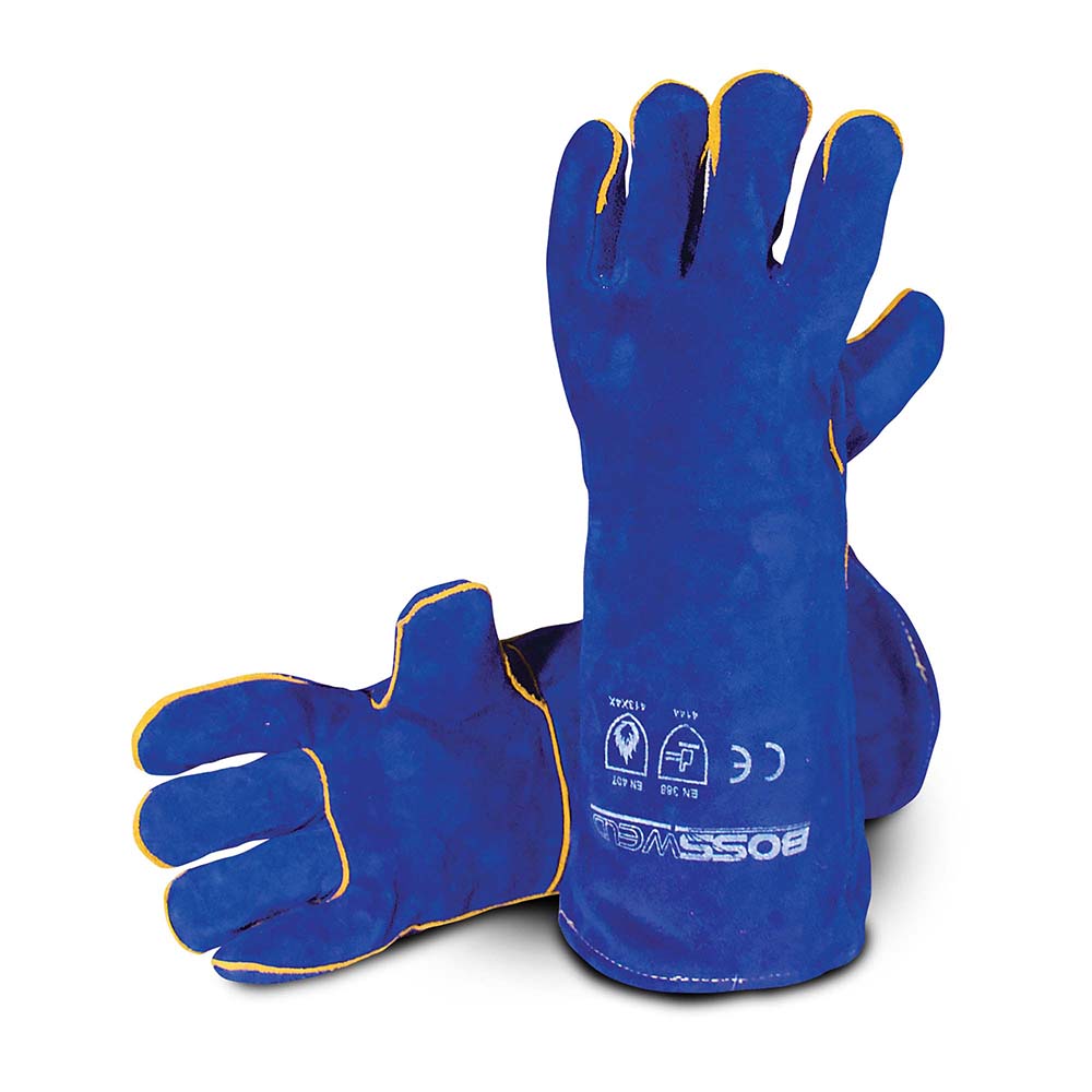 Bossweld 16" Blue Kevlar Stitched Welders Gauntlets
